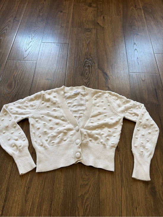 Cotton On Sweaters - Cotton On Cream Pom-Pom Button V-Neck Sweater